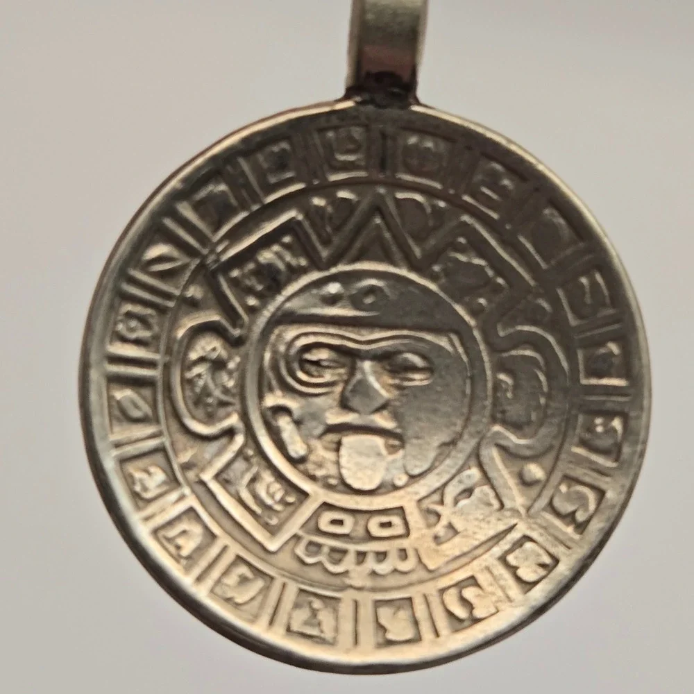 Alpaca Mexico‎ OS Aztec Mayan Sun Stone Souvenir Spoon Folk Art Vintage